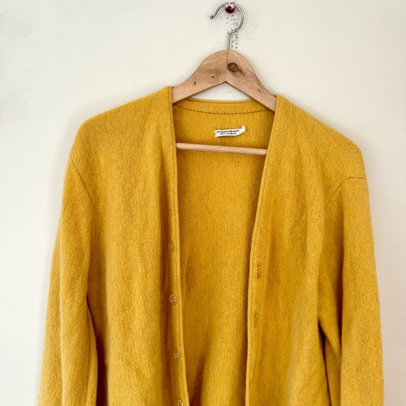 Vintage Grandpa Cardigan Sweater Wool Alpaca Blend Mustard yellow medium - Picture 2 of 6